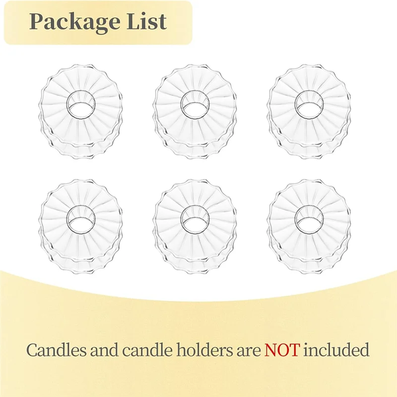 THIVN-12 PCS แก้ว Bobeches สําหรับเชิงเทียน TAPER เทียนสําหรับตาราง Centerpiece งานแต่งงาน