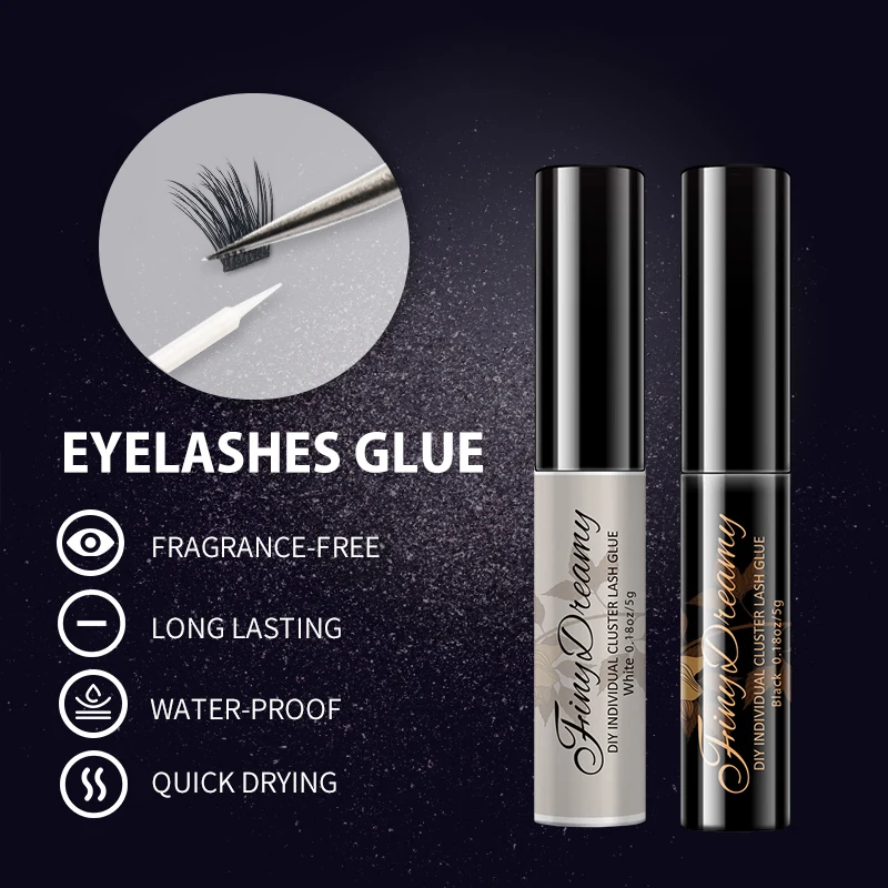 FinyDreamy Eyelash Extension Glue For DIY Cluster Lashes Self Application Fast Dry Strong False Eyelash Strip Lashes Adhesive