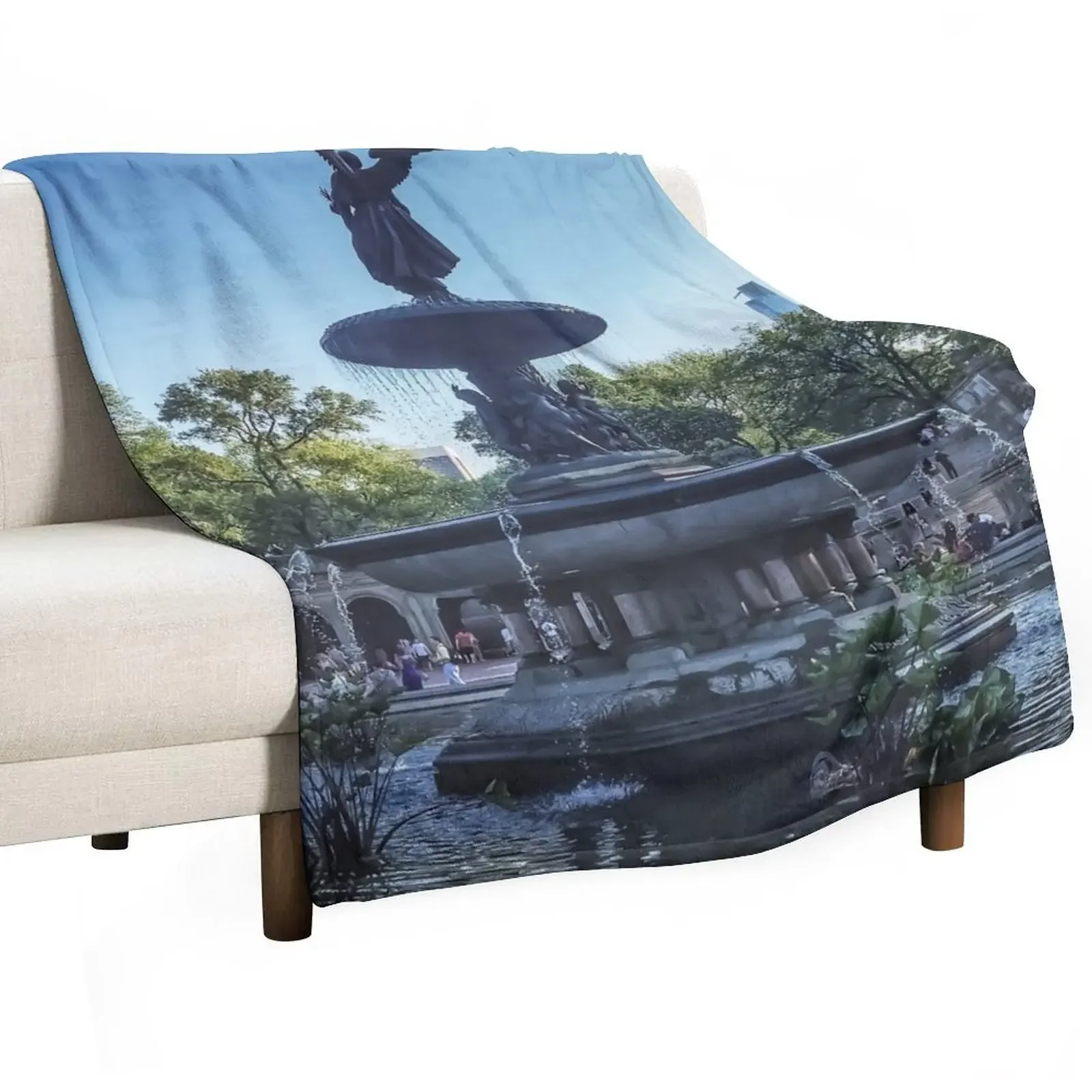 Bethesda Fountain, Central Park, NYC Throw Blanket Multi-Purpose Plaid on the sofa Large manga Blankets