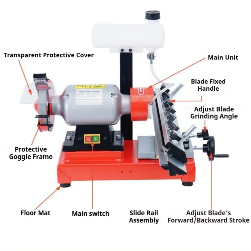 Dual Wheel Water Cooled Grinding Machine Vertical Water Tank Anti-Burn Blade Adjustable Guide Jig Bench Sharpener