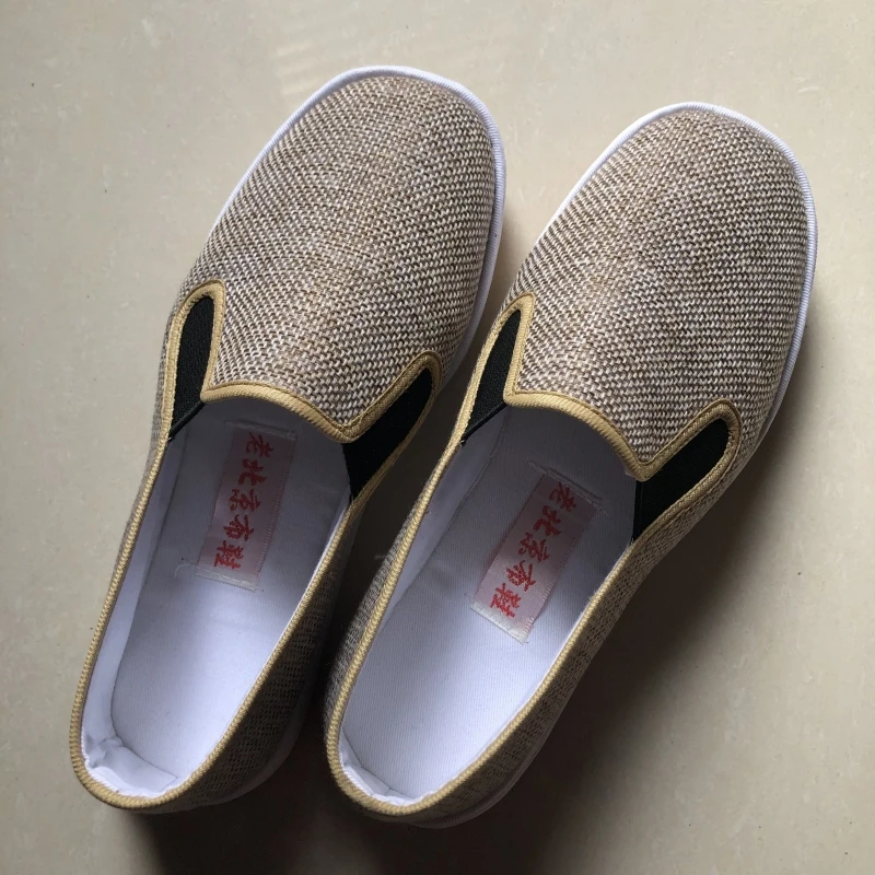 Old Beijing Cloth Shoes Men's And Women's Spring And Autumn Casual Shoes Flax Yellow Flax Grey Upper Kung Fu Shoes Retro Sports