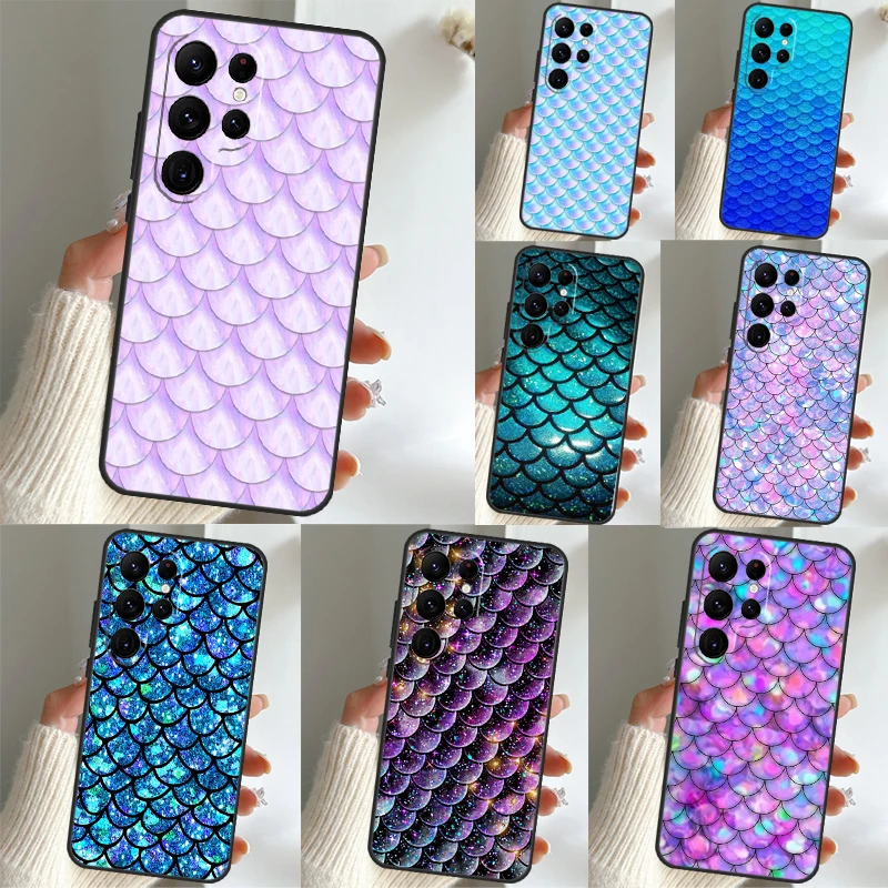 Mermaid Tail Scale Case For Samsung Galaxy S23 S22 S21 Ultra Plus Note 10 20 S8 S9 S10 S20 FE S21 FE Cover