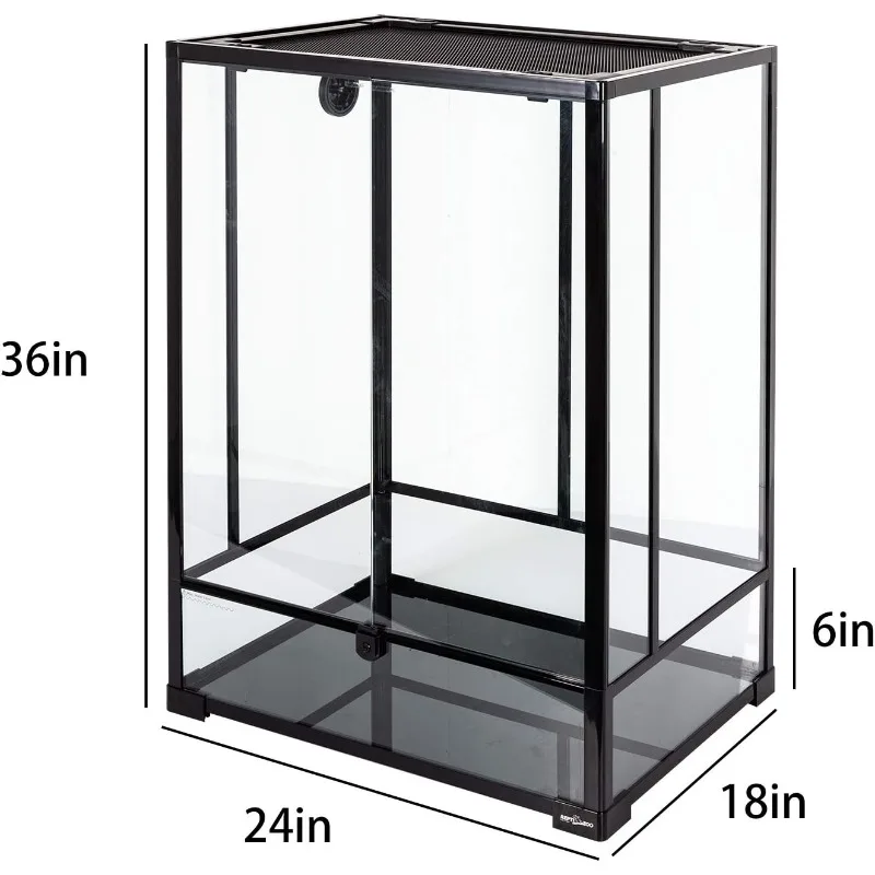 Reptile Tall Glass Terrarium Rainforest Habitat Double Hinge Door with Screen Ventilation 67 Gallon Reptile Terrarium