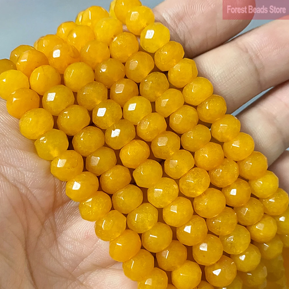 Faceted Yellow Rondelle Loose Spacer Natural Stone Beads For Jewelry Making Diy Charms Bracelet Accessories 15\'\' Strand 8mm