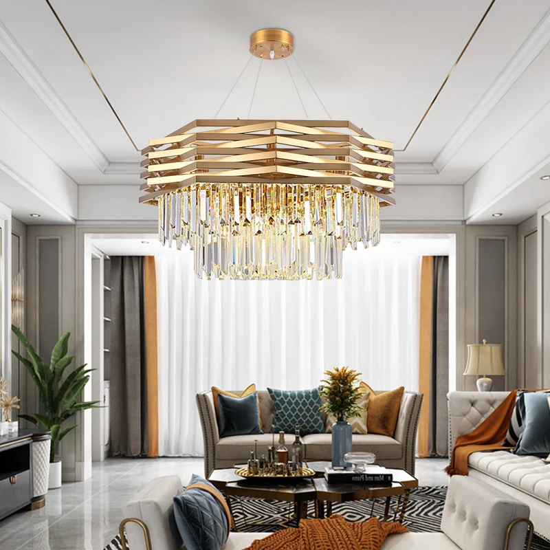 Modern Luxury Crystal Chandelier Room Lighting LED Crystal Chandeliers Living Room Crystal Lights Villa Pendant Lamp Home decor