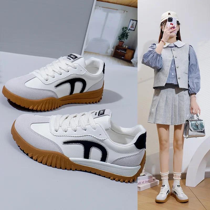 

New spring women's white shoes, full flat shoes, non-slip wear-resistant casual student shoes