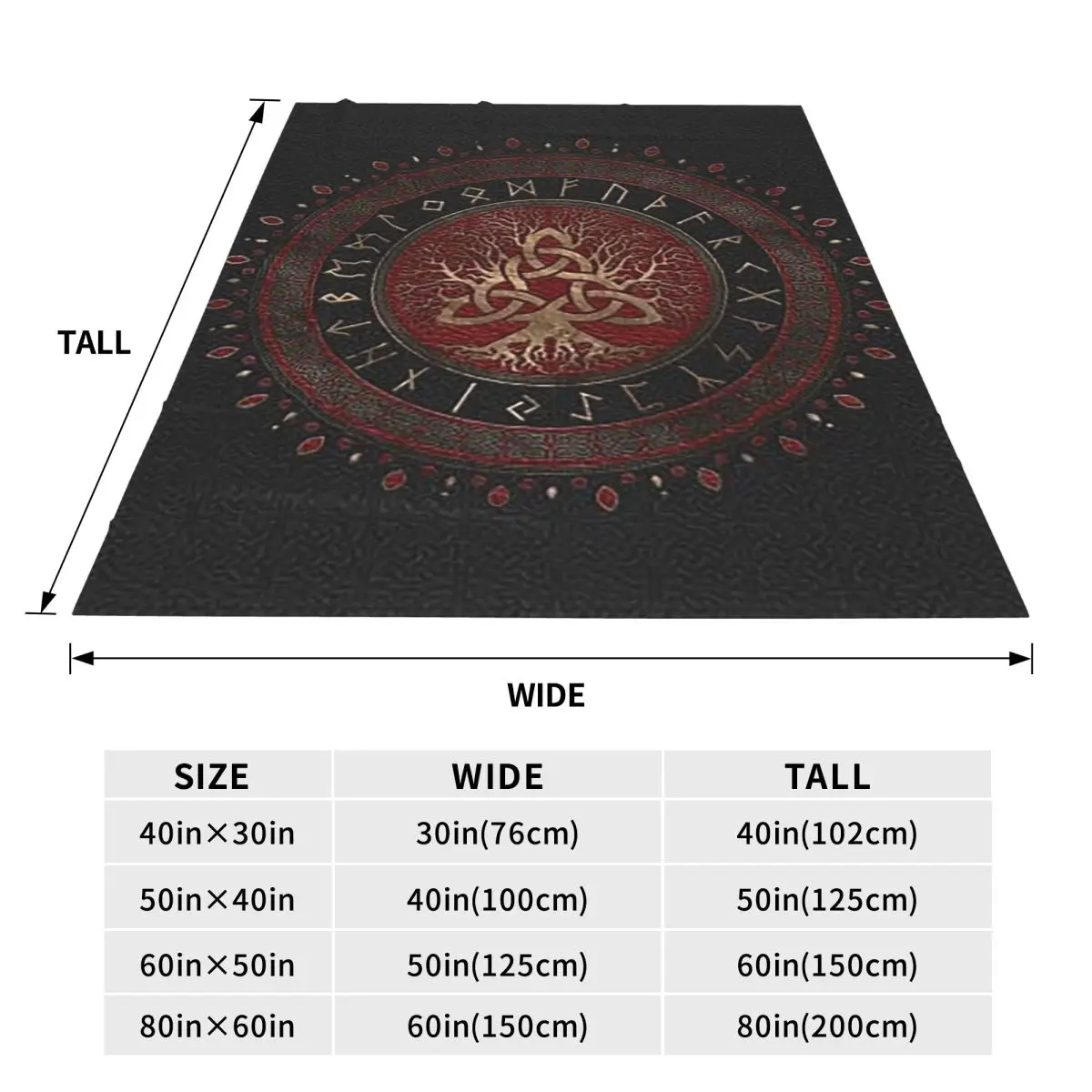 Tree Of Life With Triquetra Black Red Leather And Gold Blanket Soft Flannel Throw Blanket Bedding for Bed Living room Home Couch