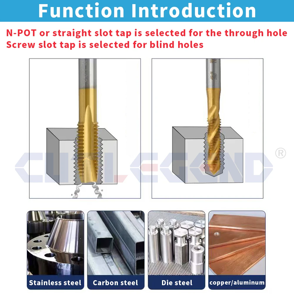 10PCS HSS6542 Straight Screw Tap Titanium Coated Spiral Metric Thread Tap M2-M18 Machine Plug Tap Threading Tool Tap Drill Bit