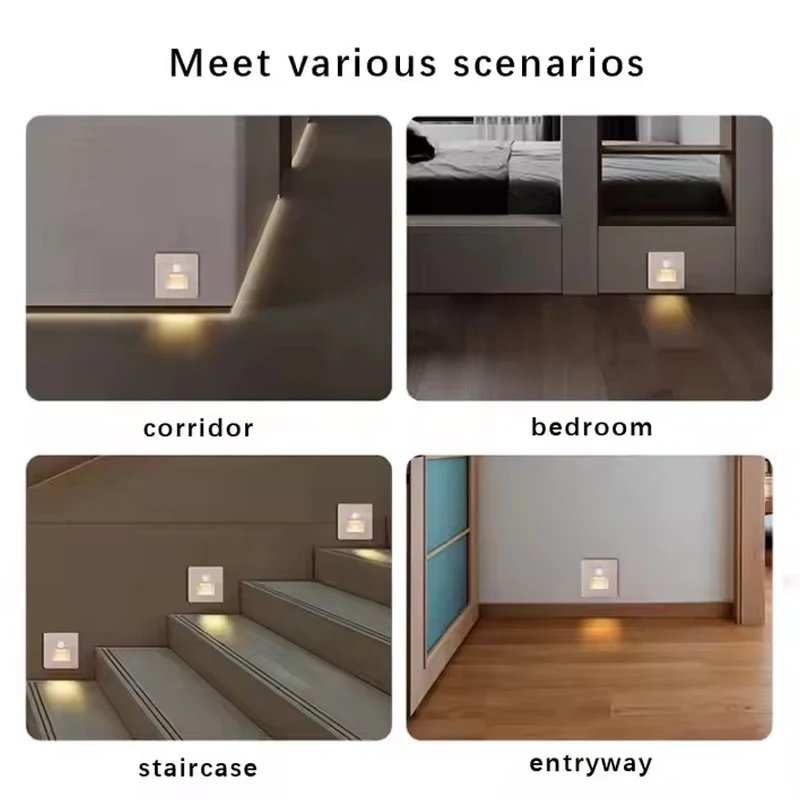 LED Stair Light PIR Motion Detector Sensor Infrared Human Body Induction Light Embedded Step Ladder Bedroom Decoration