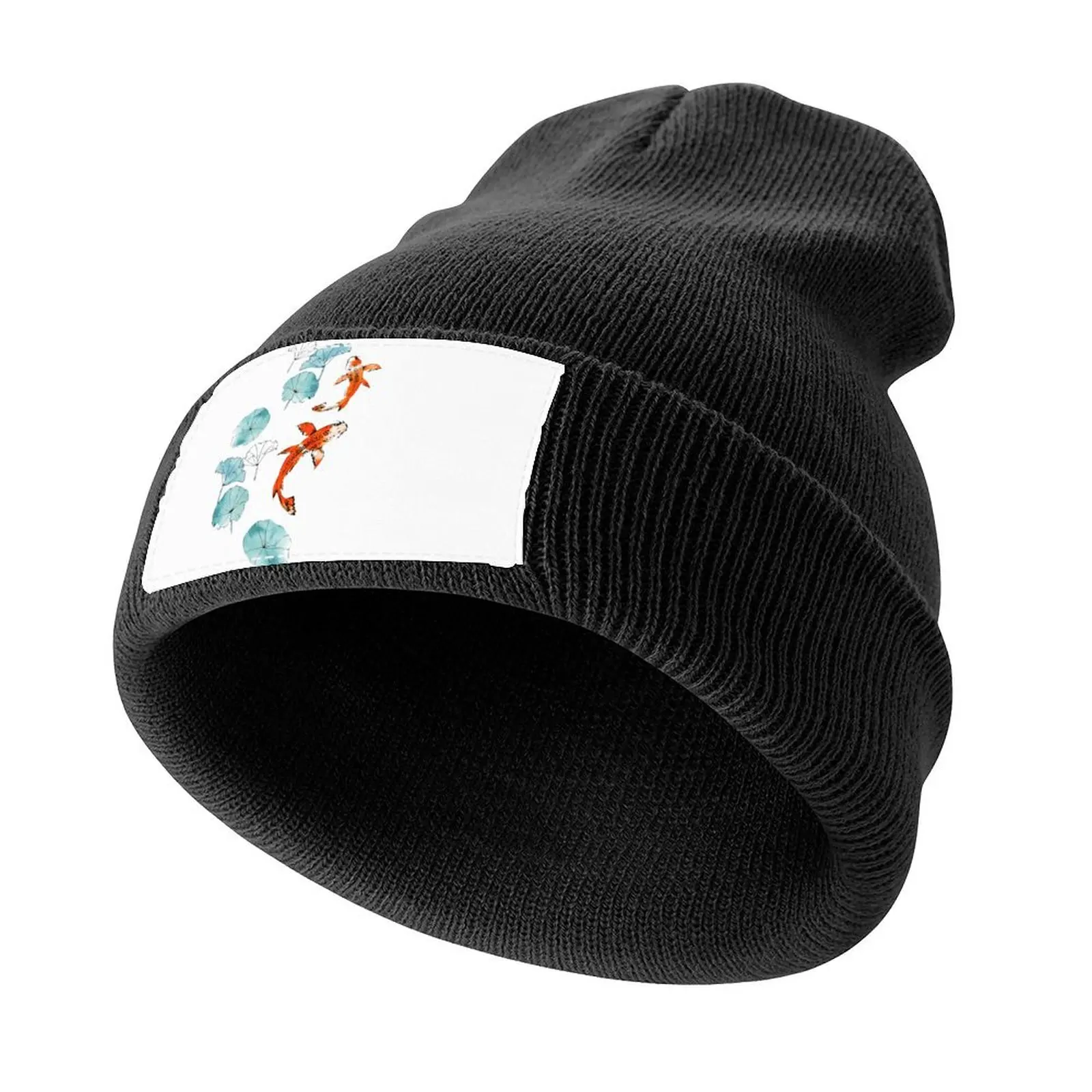 Waterlily koi Knitted Cap Luxury Cap New Hat black Men Women's