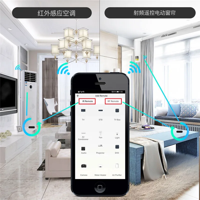 Remote Rumah Pintar WiFi MOES Tuya |     Aplikasi/Pengatur Waktu/Kontrol Suara |     Pengontrol Universal Inframerah+RF433