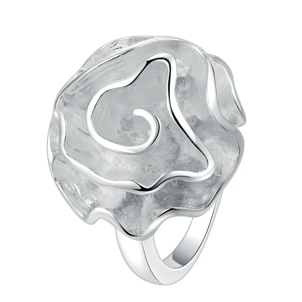 

925 Sterling Silver Beautiful Rose Ring Color Rings Fashion Jewelry Free Shipping Cute Women Wedding Party Jewelry New Hot