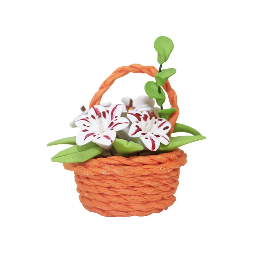 

Mini House Flower Basket Decor Resin Lily Basket Ornament Mini House Accessories Micro Landscaping Dollhouse Garden Supplies