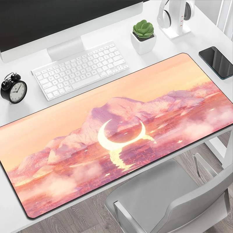 Podkładka pod mysz komputerowa do gier różowy księżyc śliczne małe Anime podkładka pod mysz prędkość konfiguracja akcesoria dla graczy Anti-slipmata Deskmat podkładki stołowe maty do zabawy