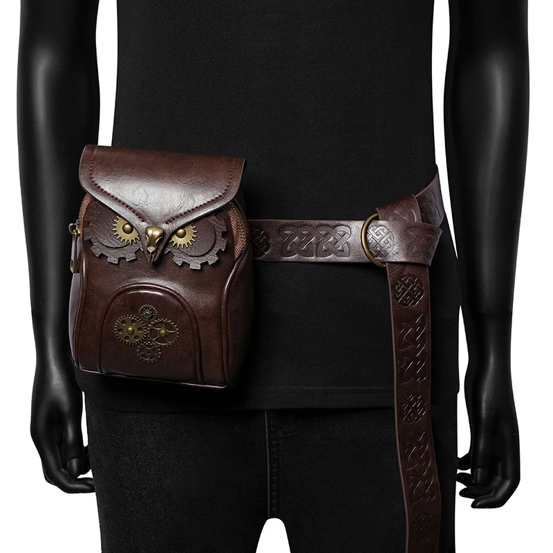 

Steampunk Owl Bag for Women Cute Vintage Wallet Gothic Shoulder Porter Pack Halloween Medieval Unique Side Crossbody Waist Bag