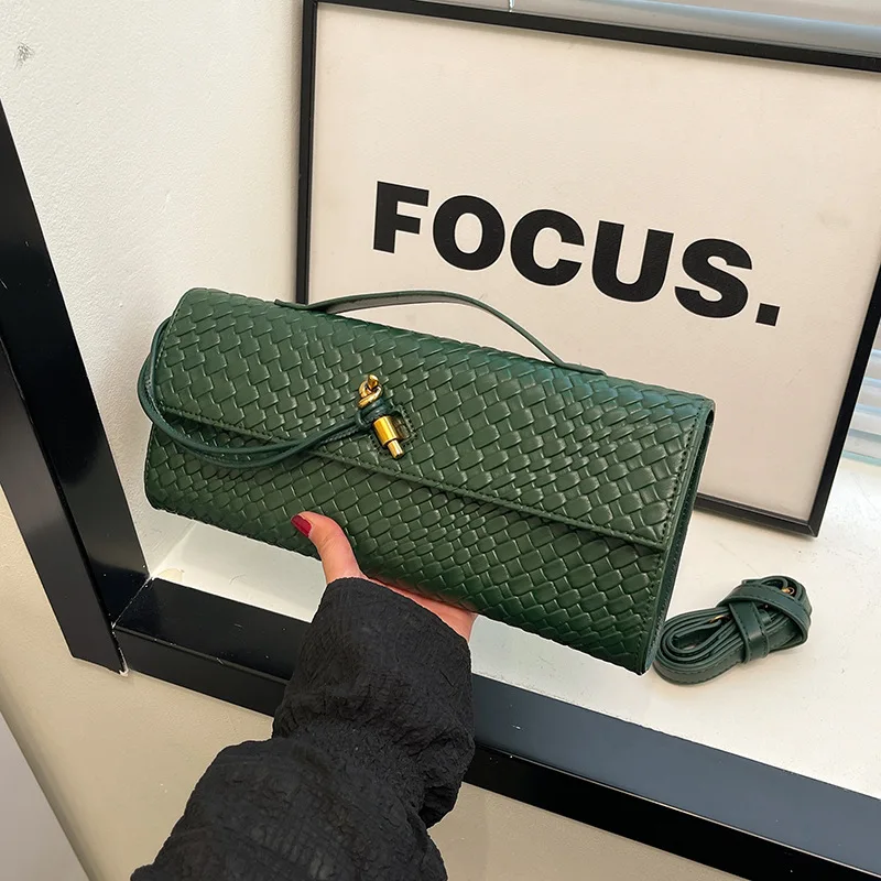 2026 New Knitted Banquet Bag With Stick Bag Accordion Bags Horizontal Hand-Held Single Shoulder Crossbody Bags