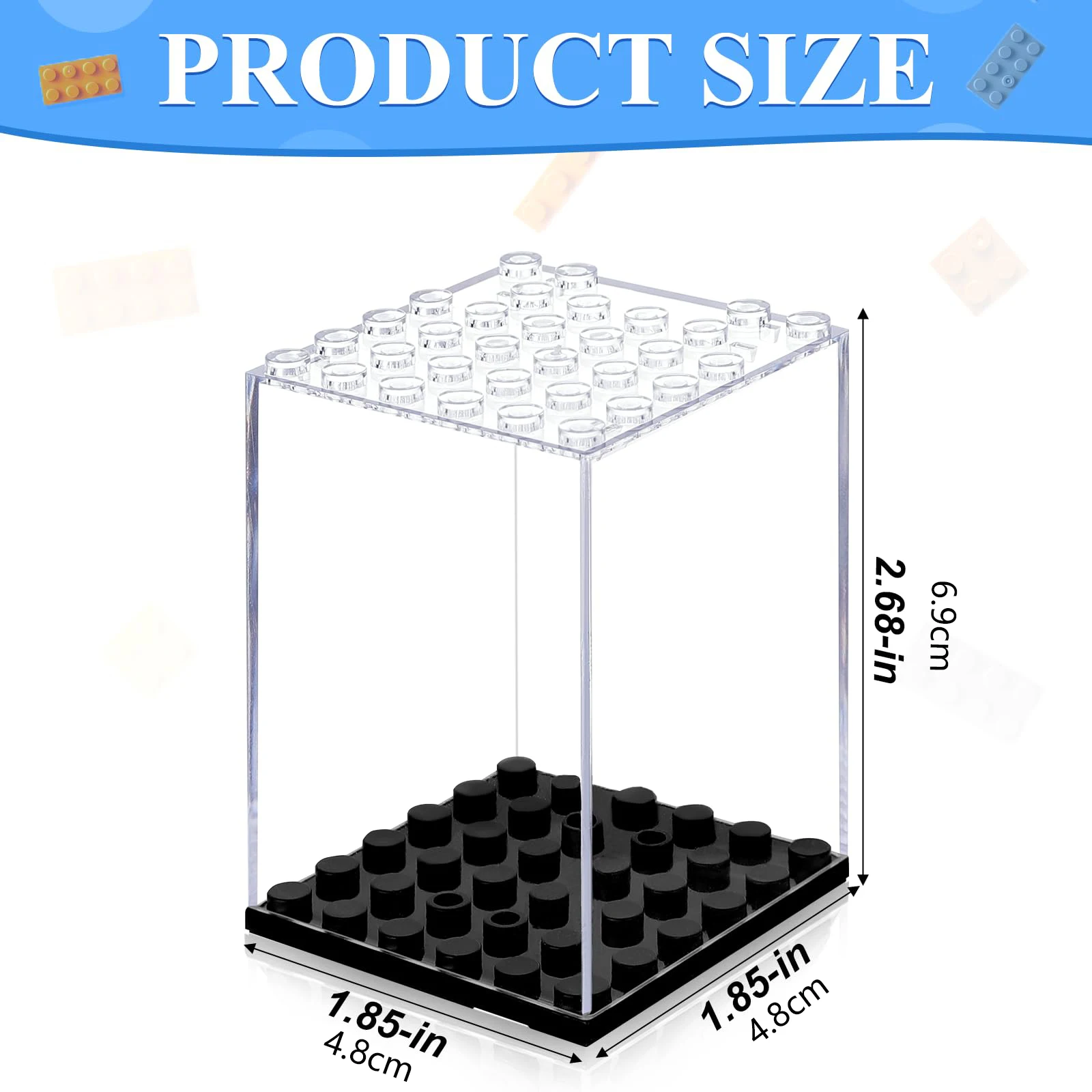 Minifigure Display Cases Acrylic Display Box for Minifig Action Figures,Stackable Boxes Dustproof Cabinet for Figures Collectors