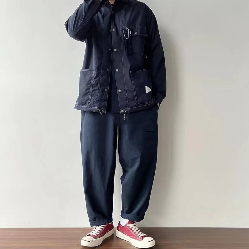 NANCA 22SS 일본 스타일 캐주얼 루즈 시티 보이 광전자 퀵 드라이 콘 나인 팬츠 롱 팬츠 루즈 핏 캐주얼 진