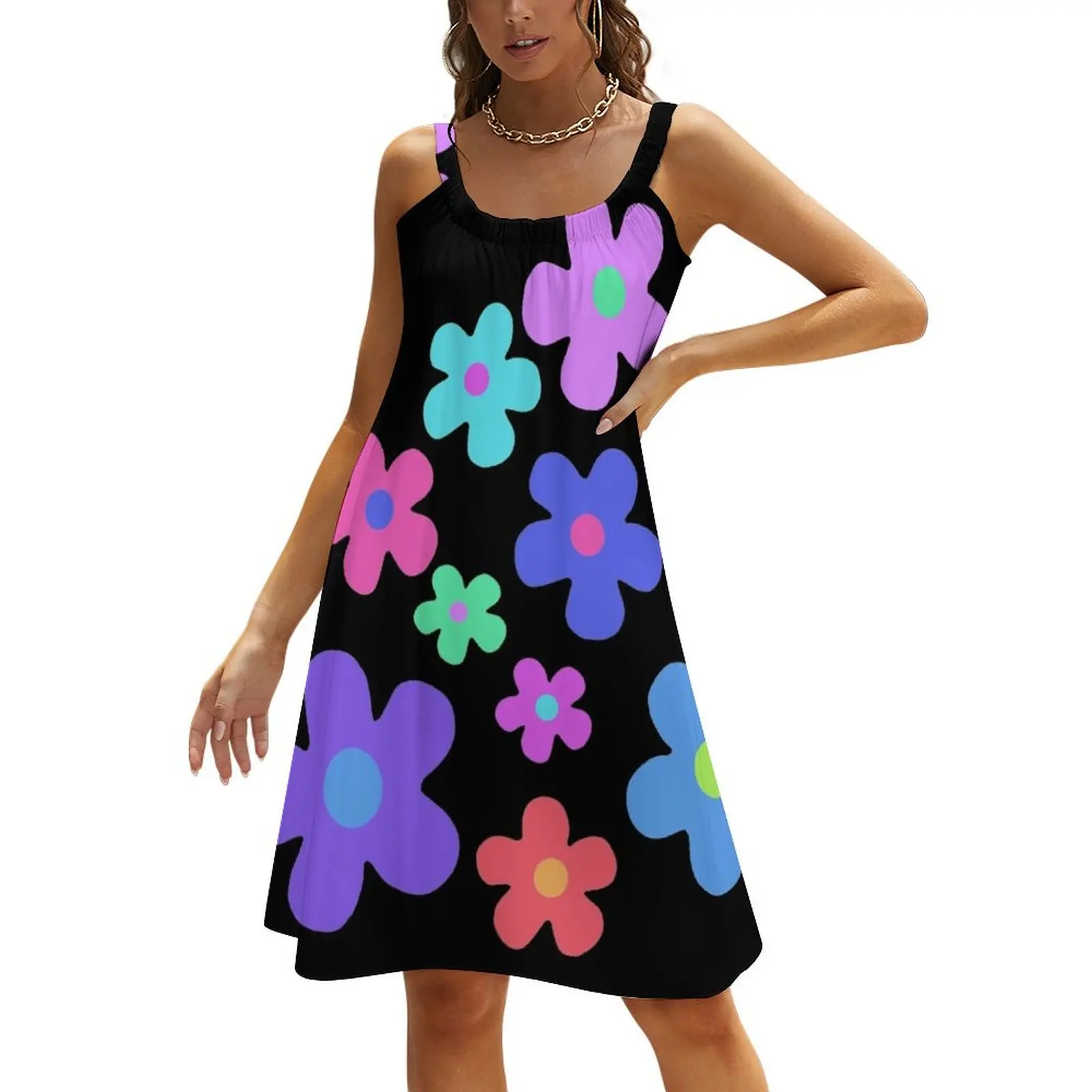 

70’s Inspired Floral Print Beach Sling Skirt Women long dress luxury dress