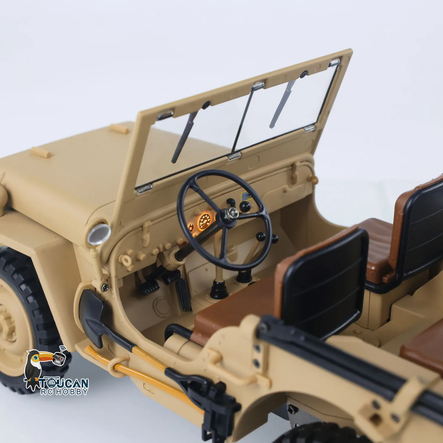 

US Sale HG 1/14 2.4GHZ Open-top Radio Military Car HG4 58 RC Off Road Vehicle 4WD Combat Model Toys 2Speed Battery Radio