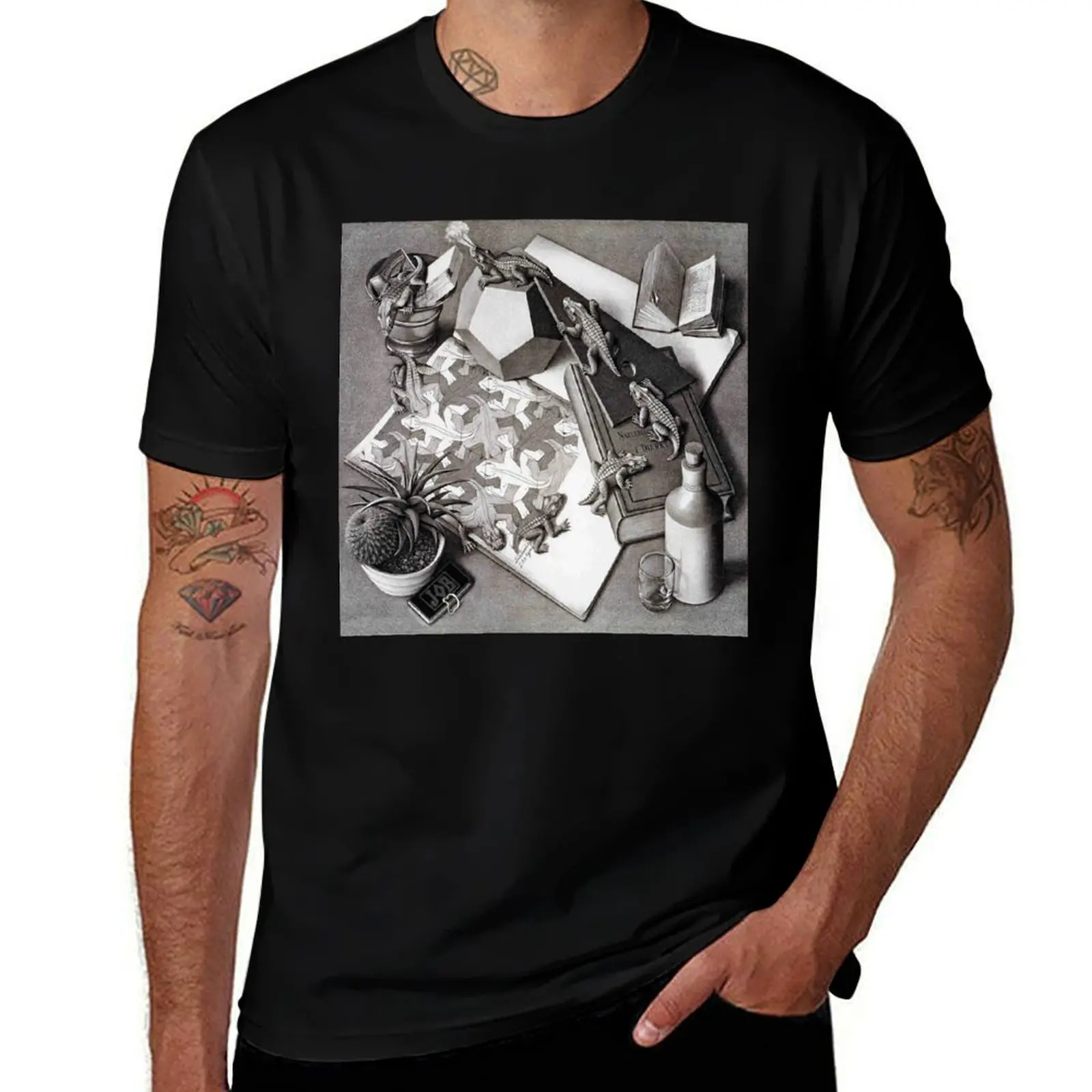 Escher Classic T Shirt T-Shirt Sweat Resistant Workout Tee Shirt
