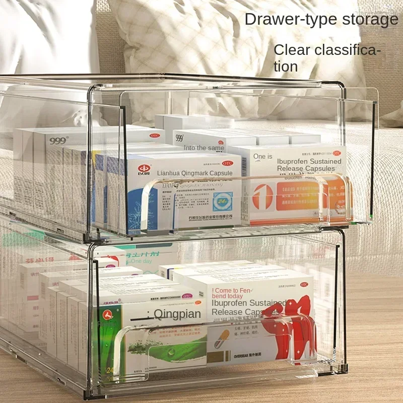 

Large Box Stackable Proof Light Multi Storage Transparent Drawer Acrylic Layered Desktop Capacity Dust Home Luxury