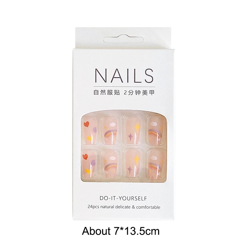 2025 plus récent 24 pièces/ensemble Nail Art français faux ongles ensemble avec colle ABS plastique-autocollants pour ongles courts simples