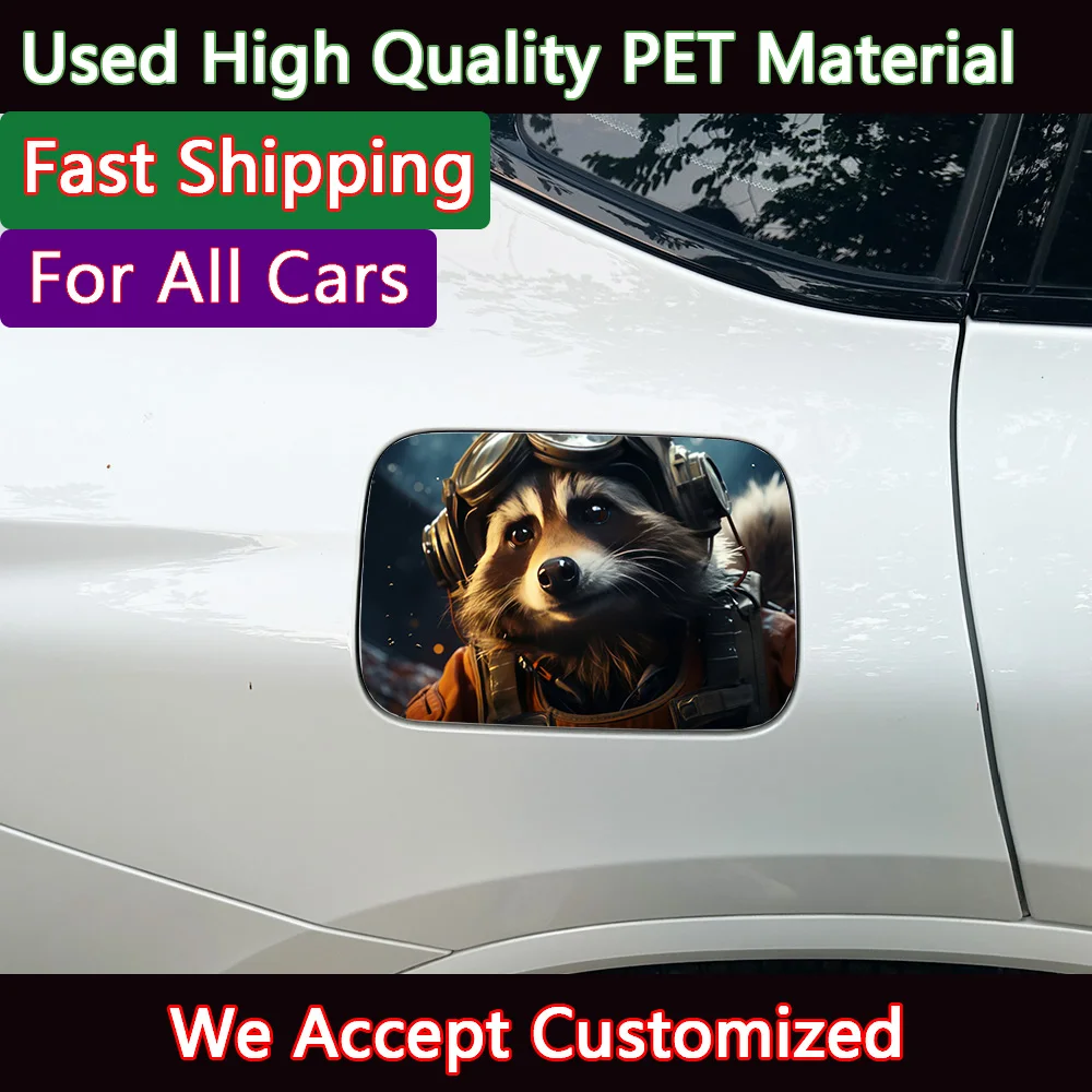 1PC Funny Animal Aviator Car Fuel Tank Sticker High Quality PET Waterproof Cute Animal Auto Fuel Cap Custom Exterior Decal