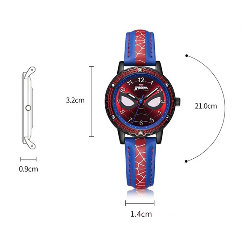 Spider Man Boys Watch Waterproof Luminous Pointer Leather Watchband Quartz Watch Watch Children\'s Birthday Christmas Clock Gifts