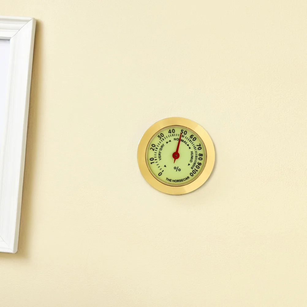 

2pcs Small Round Analog Hygrometer For Cigar Humidor Luminous Mechanical Humidity Gauge Cigar Box Guitar Case Accessory