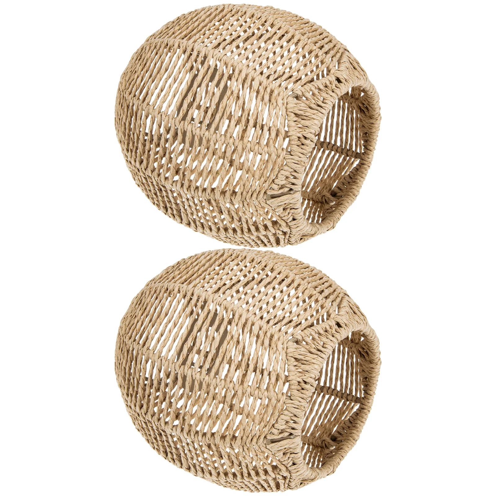 

2Pcs Rattan Woven Lampshade Premium Braided Pendant Light Cover Fade Resistant Decorative Ceiling Lamp Shade for Home Cafe Bar