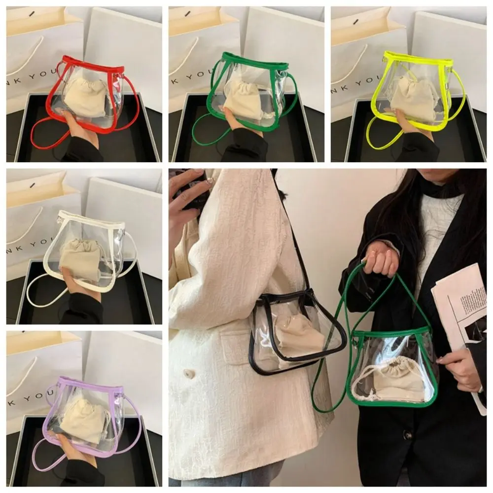 Fashion 2 in 1 Clear Crossbody Bag Waterproof Portable shoulder bag Casual PVC Women's Bag travel