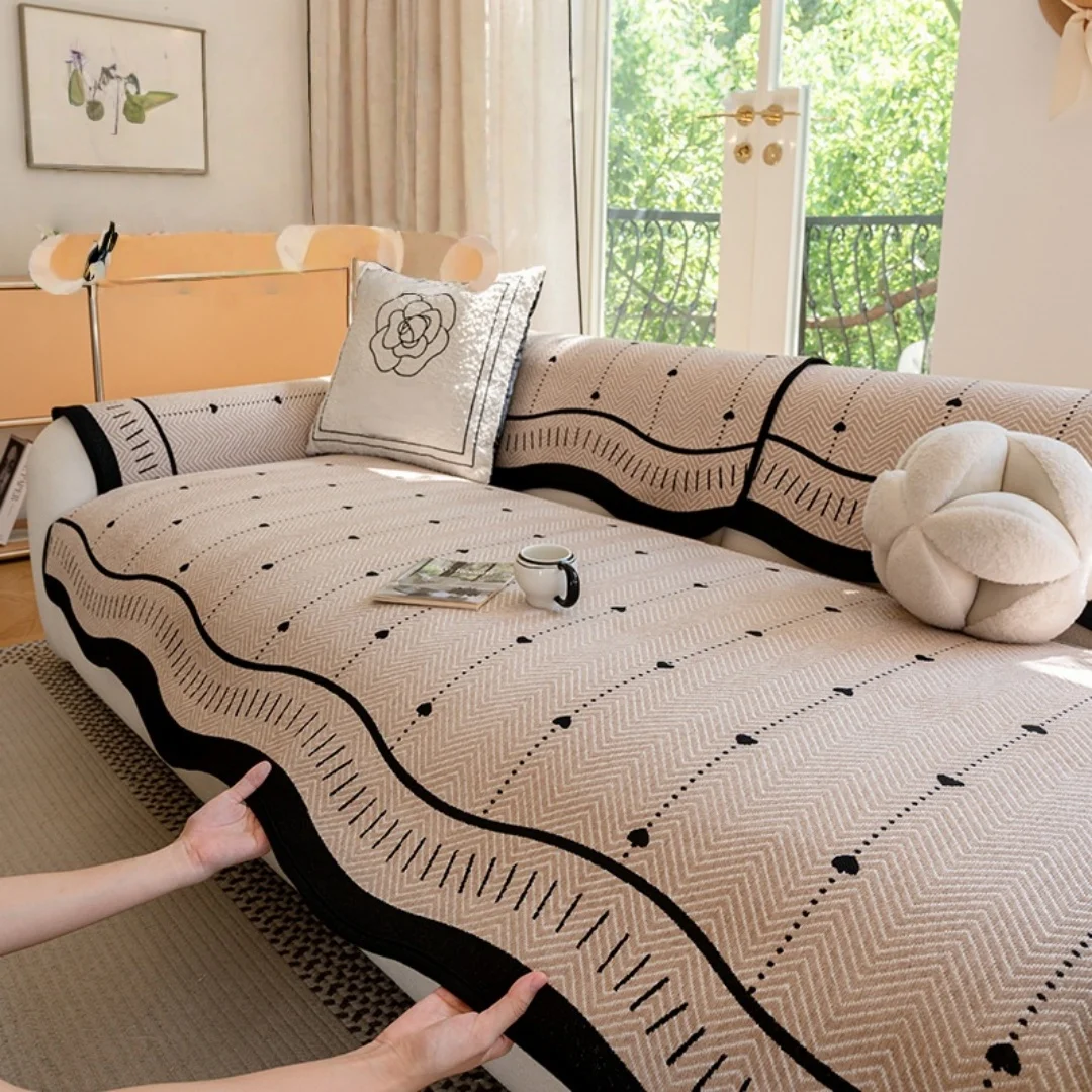 

INS Couch Cover Elegant Soft Chenille Sofa Covers for Cushion Couch Anti Slip Washable Sofa Slipcovers without Strap