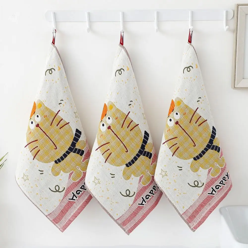 34x40cm Large Hand Towel Cartoon 4 Layer Cotton Gauze Kitchen Towel Decorative Quick Dry Handkerchief Towel for Kids Children