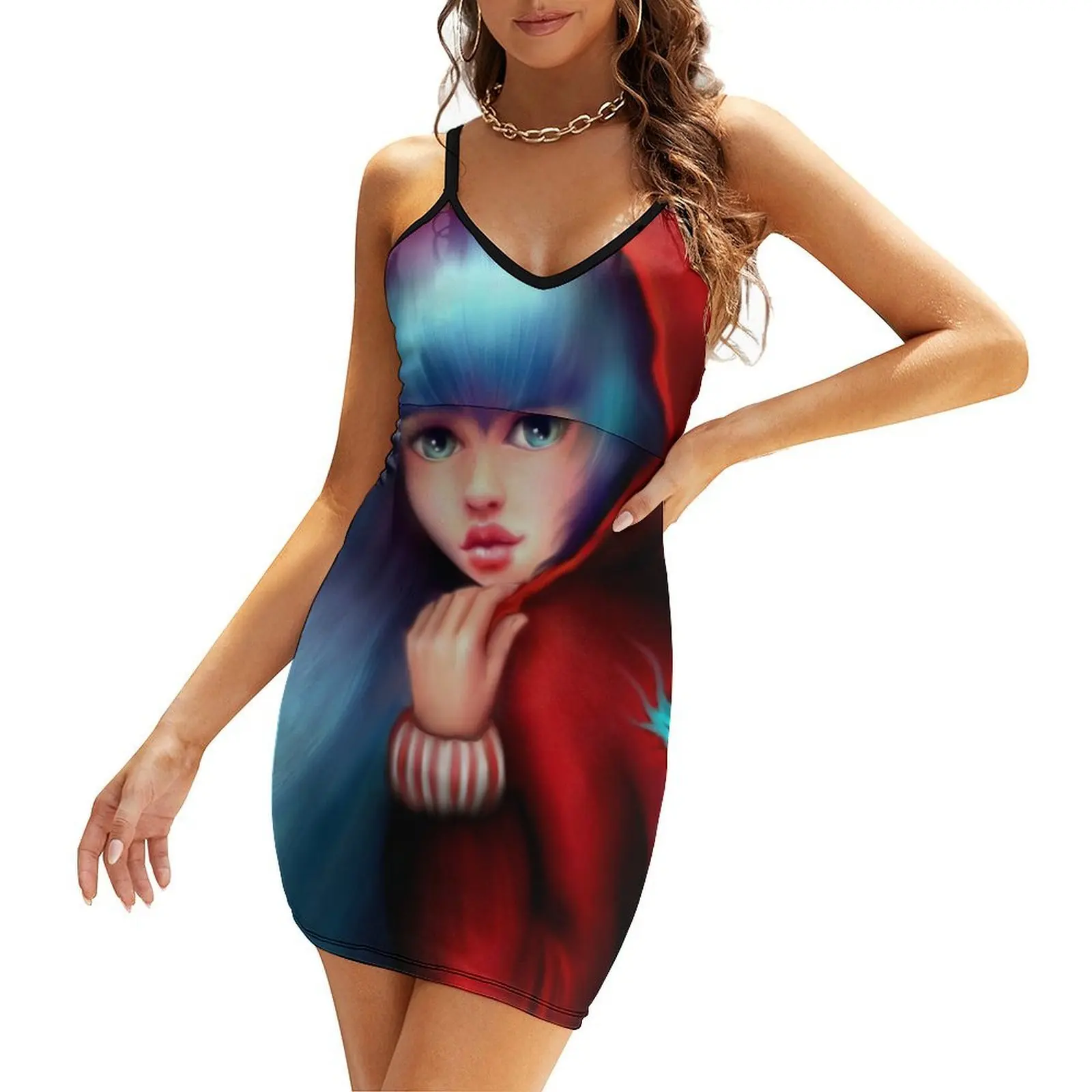 

Red Riding Hood - Skater Girl in Forest Sling Dress cute dress summer woman dress 2025 summer women's suit