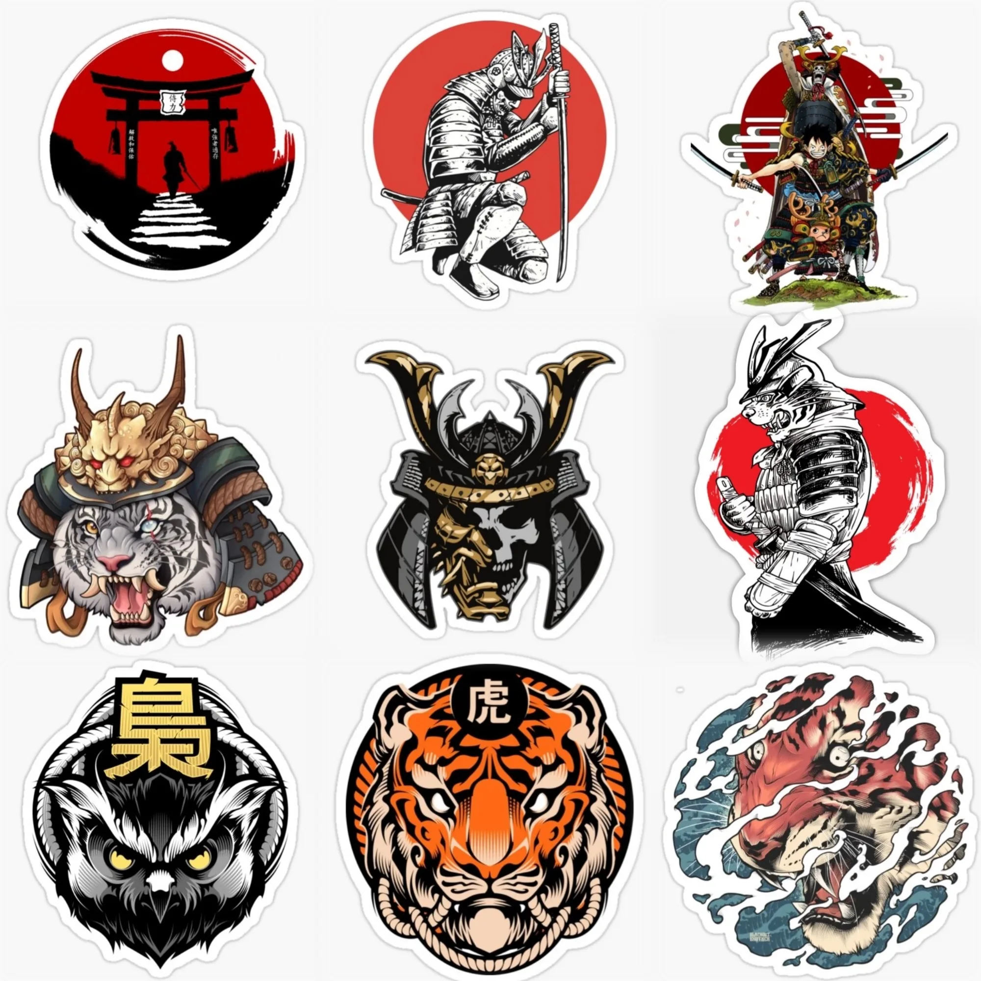 

Tiger Samurai Ninja Ghost Warrior Creative PVC Sticker for Decorate Car Van Truck Helmet Window Wall Fridge Decal Accessorie