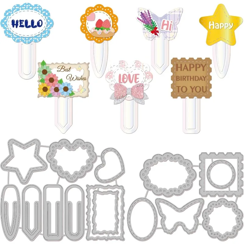 

2 набора цветочных зажимов для бумаги штампы для рукоделия Скрапбукинг металлические зажимы для бумаги в форме бабочки высечки зеркальный шаблон