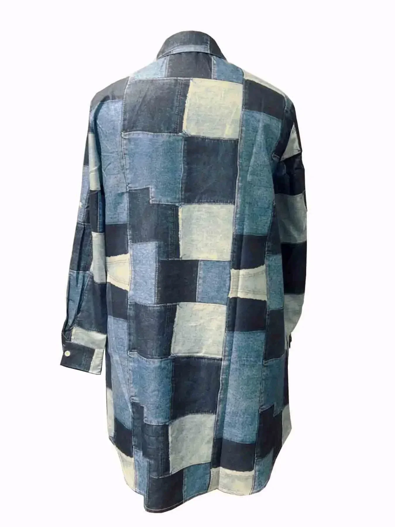 플러스 사이즈 여성의 유행 격자 무늬 프린트 셔츠 캐주얼 루즈 카디건 셔츠 다목적 버튼 칼라 디자인 긴팔 셔츠