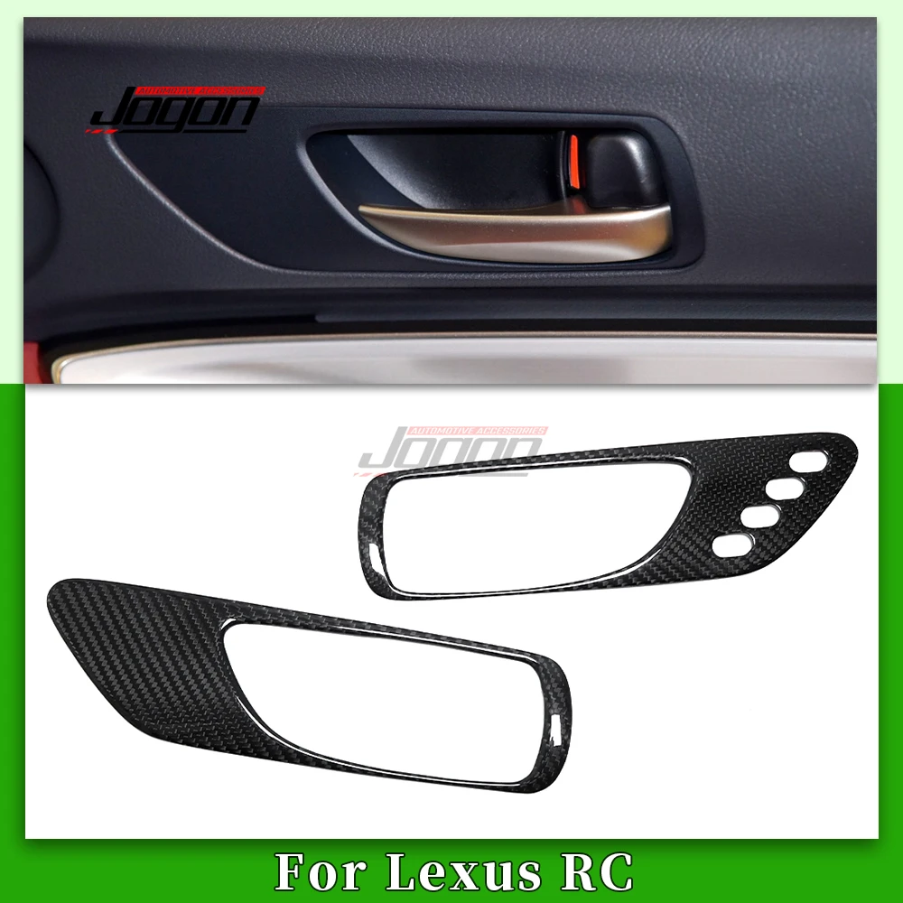 2PCS Carbon Fiber Car Interior Window Side Door Handle Panel Cover Trim For Lexus RC200 RC300 RC F Sport 2015-2022 Accessories