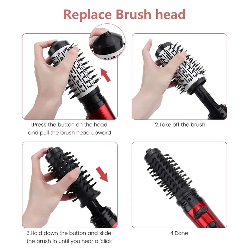 2-in-1 rotierende elektrische Haarglätterbürste Lockenwickler Trockner Bürste Heißluftkamm Negativ-Ionen-Haarstyler-Kamm – Detail 8