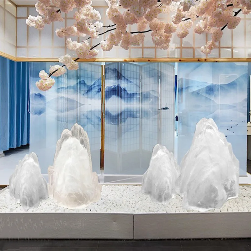 Chinese light luxury transparent resin rockery sculpture hotel clubhouse shopping mall modern creative art decoration ornament