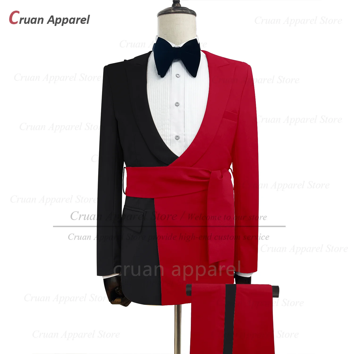 Fashion Black White Splicing Suit Sets For Men Evening Dinner Custom Slim Fit Blazer Pants 2 Pieces Homecoming Formal Outfits