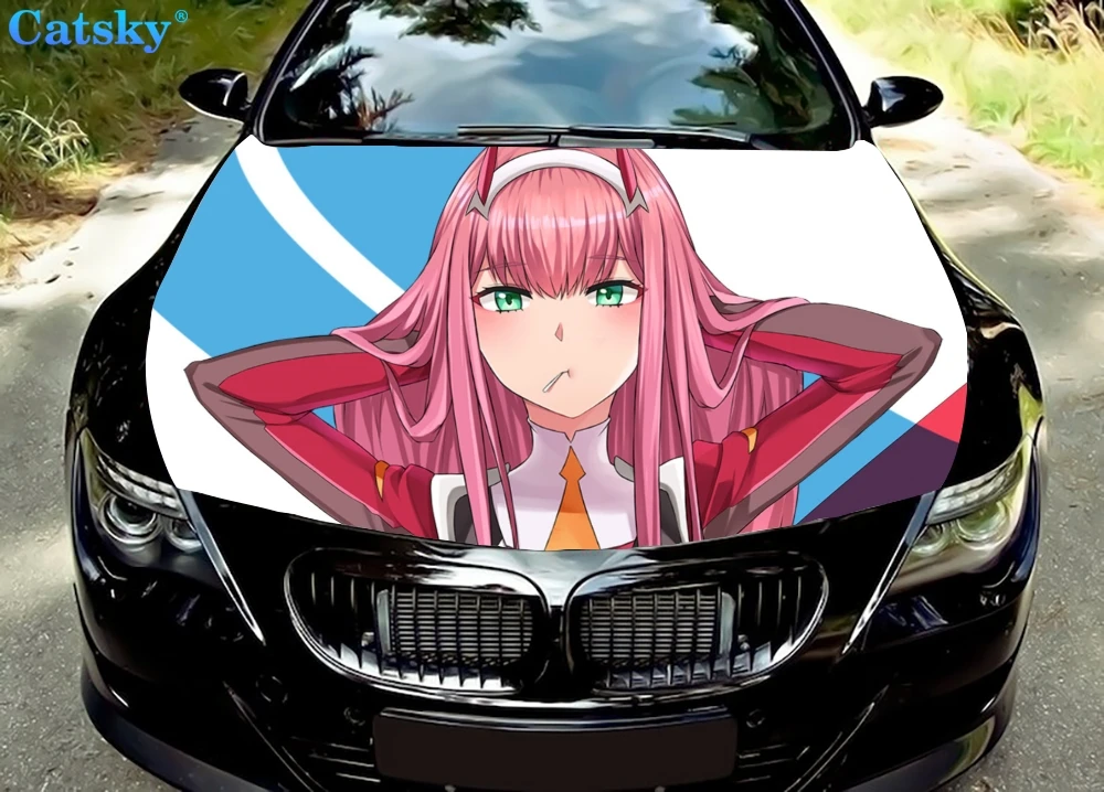 FRANXX Zero Two Car Hood Sticker,Custom Car Hood Decoration,Hood Protection Cover,Vinyl Car Sticker,Car Body Side Color Decal