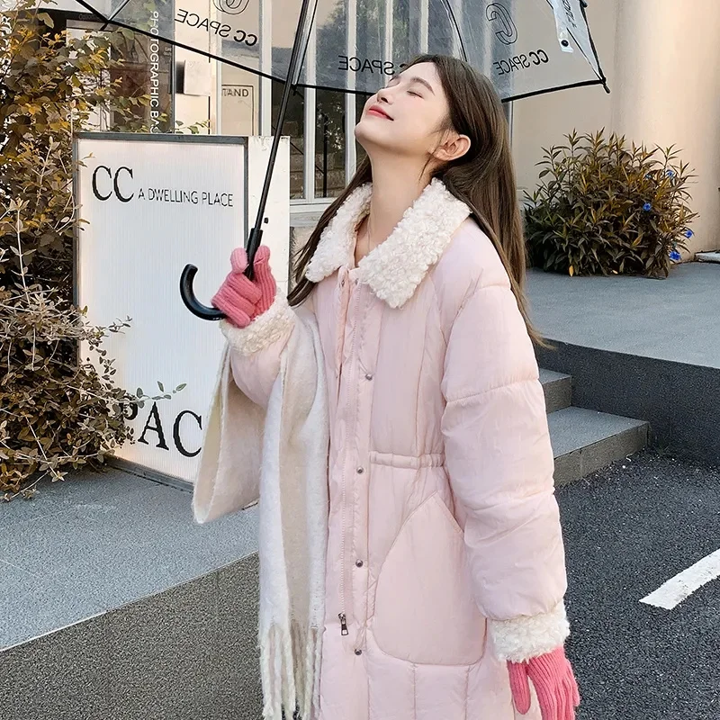 

Solid Winter Coat Women Long Parka Thickened Oversized X-Long Cotton-padded Jacket Clothing Puffer Female Casual Outerwear New 2