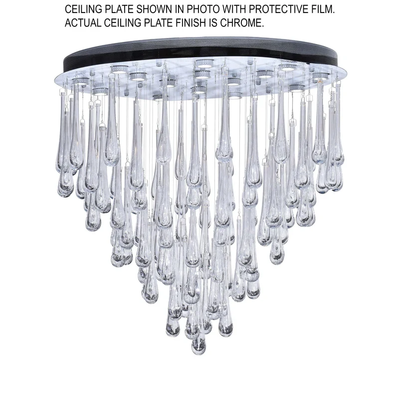 REVEN 2026 Designer Nordic Tear drop Glass Blue Pendant Lamp Adjustable Chain Luster Dimmable Ceiling Light for Living Dining