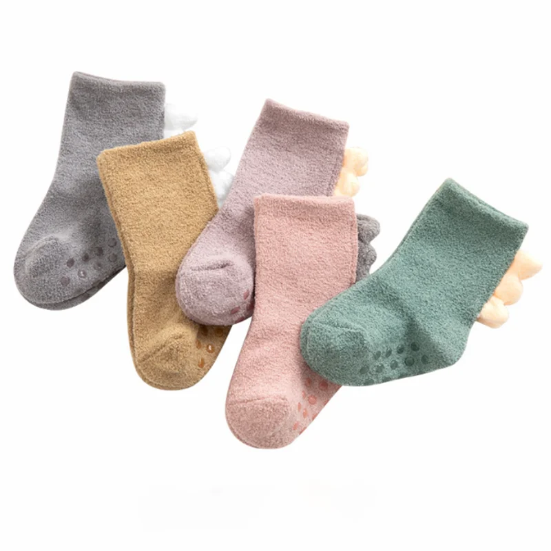 New thick baby socks cartoon coral velvet autumn and winter kids baby foot socks