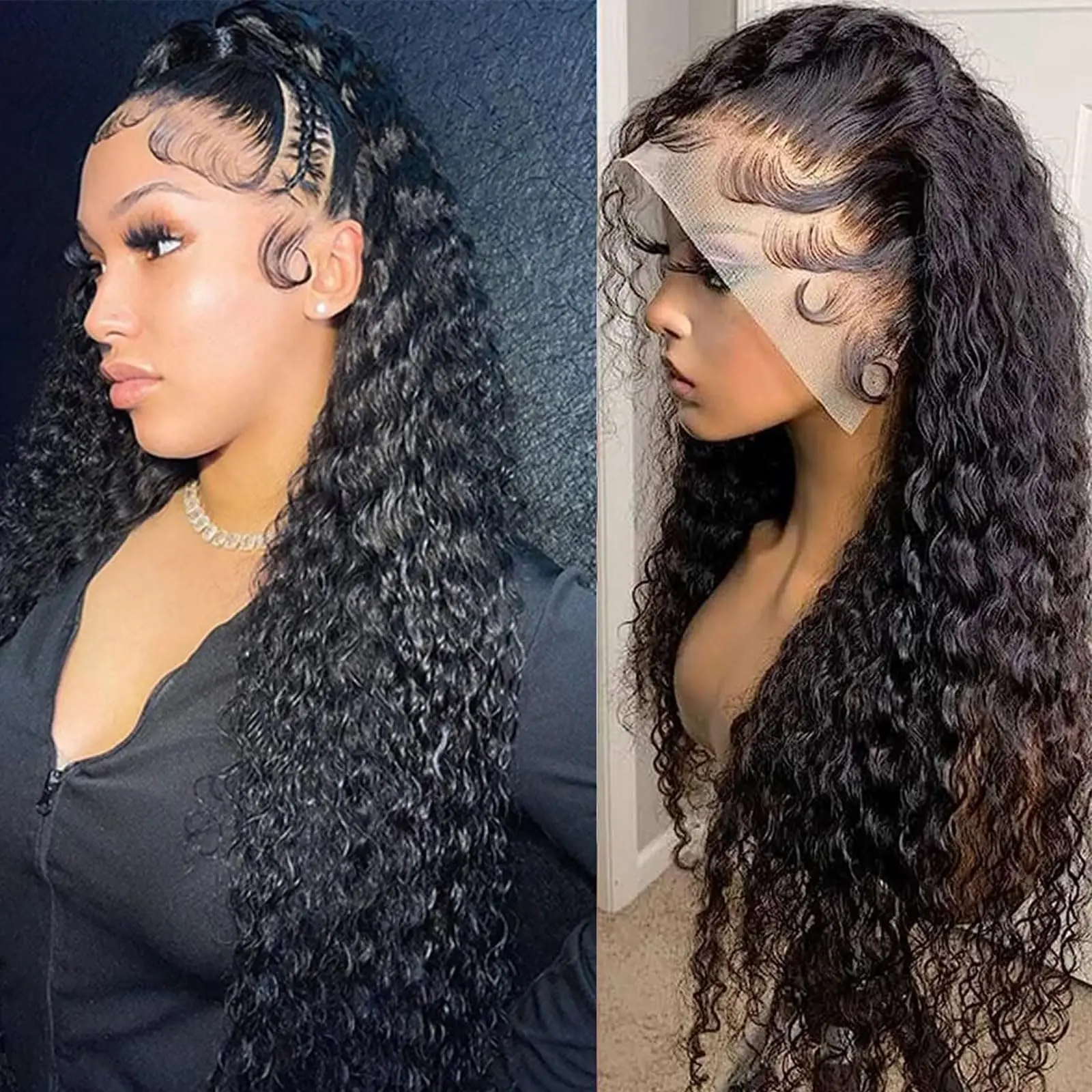 30 32Inch Deep Wave 13x4 13x6 HD Transparent Lace Frontal Wig Human Hair Water Curly 4x4 Lace Closure Wigs For Women Bling Hair