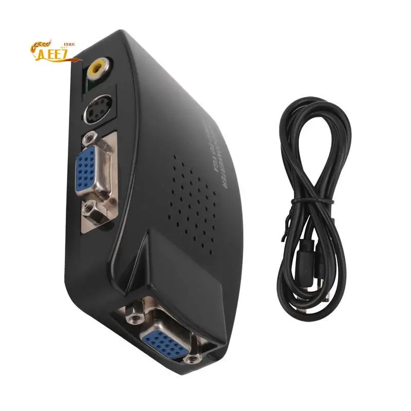 AEE7-AV To VGA Adapter RCA VGA Converter PC RCA Composite S-Video AV Input To PC VGA LCD Output Converter Switch Box