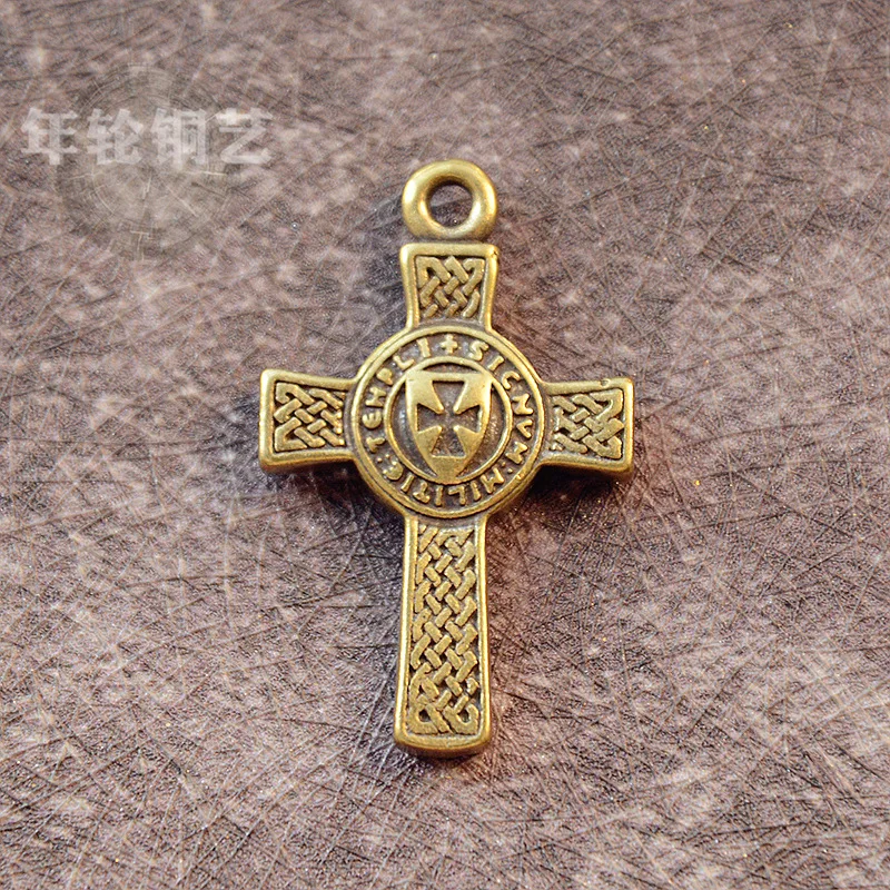Brass Cross Keychain Pendant Religious Belief Ornament Pendant Antique Miscellaneous Small Bronze Stall Supply