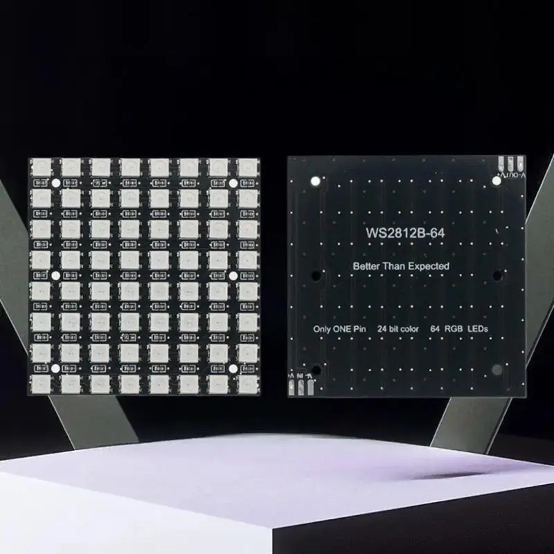 لوحة إضاءة ملونة متوافقة مع Arduino WS2812 LED 5050 RGB 8x8 64 بت
